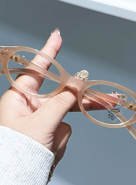 新款书呆子复古防蓝光眼镜框女欧美风高级感小框猫眼平光眼镜