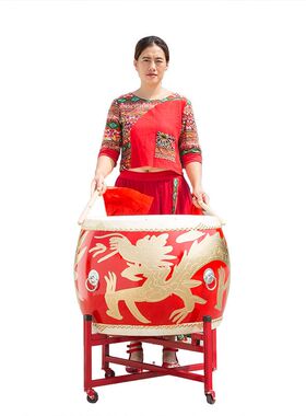 牛皮鼓大鼓威风锣鼓舞蹈龙鼓秧歌鼓成人儿童表演演出鼓中国红堂鼓