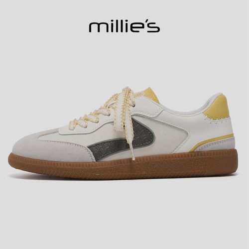 MILLIE'S/妙丽春季复古风撞色德训鞋女厚底系带休闲鞋百搭运动鞋 - 图2