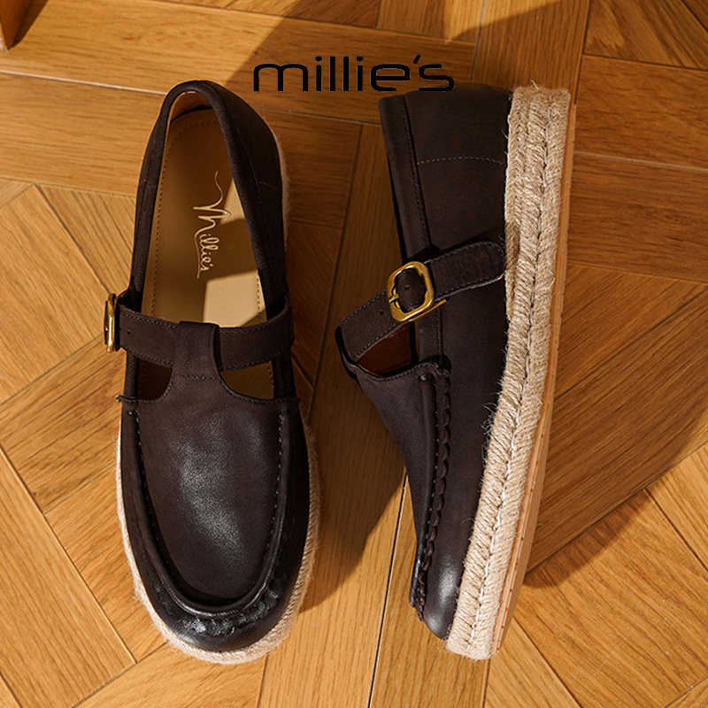 MILLIE'S/妙丽2025新款复古玛丽珍鞋女平底一字带芭蕾舞鞋,淘宝优惠券,粉丝福利购,淘宝优惠卷