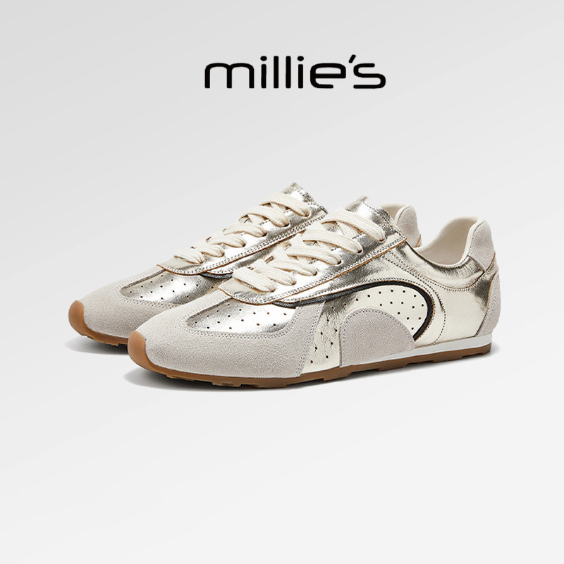 MILLIE'S/妙丽2025新款复古时髦轻便舒适休闲板鞋女鞋圆头平底,淘宝优惠券,粉丝福利购,淘宝优惠卷