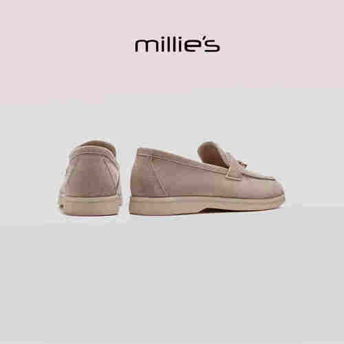 millies妙丽 2026新款学院风复古休闲乐福鞋春季杏头平底日常通勤 - 图0