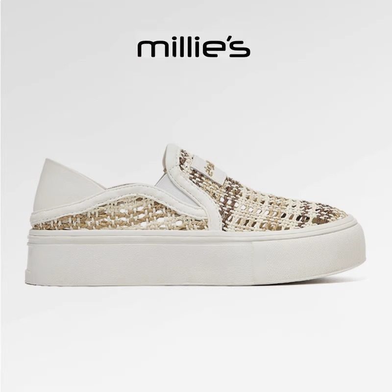 MILLIE'S/妙丽圆头平底一脚蹬网纱透气时尚休闲百搭款渔夫鞋女鞋,淘宝优惠券,粉丝福利购,淘宝优惠卷