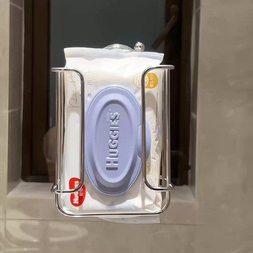 免打孔吸盘不锈钢纸巾架卫生间厕所壁挂式置物架抽纸洗脸巾收纳盒 - 图2