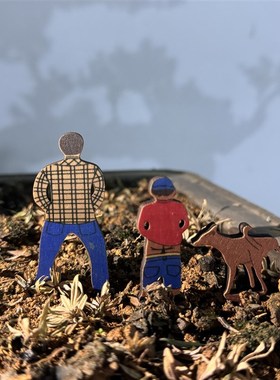 [随地大小便]趣味盆栽木质插牌 父亲儿子狗狗庭院家居花盆装饰