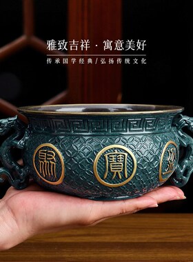 善吉来聚宝盆摆件招财聚财家居玄关办公室桌面装饰乔迁开业赠礼品