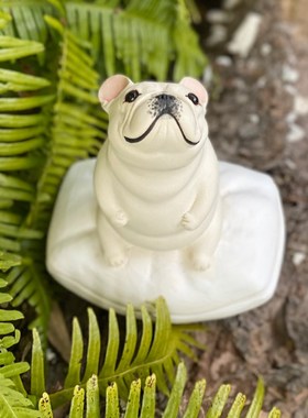 陶瓷轻奢小众法斗摆件陶艺装饰卡通客厅创意手工桌面家居可爱治愈