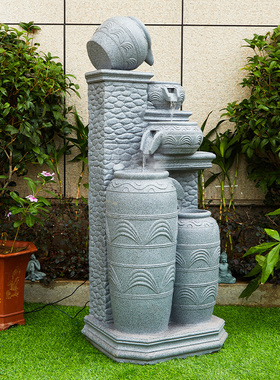 户外流水循环喷泉招财摆件复合陶罐阳台庭院花园落地景观家居装饰