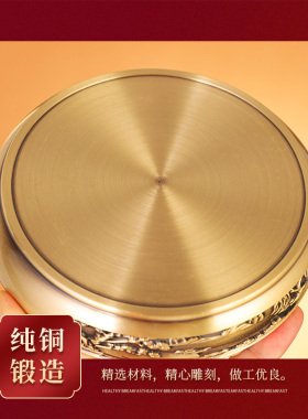 百福铜缸纯黄铜米缸百财聚宝盆摆件客厅家居招聚大号财铜盆存钱罐