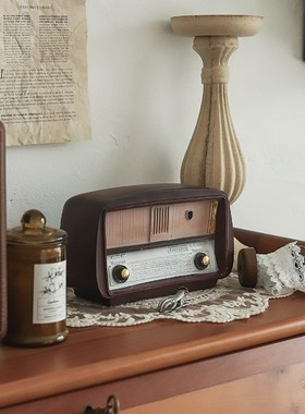 复古做旧收音机桌面摆件 美式家居装饰品 咖啡馆氛围陈列拍照道具