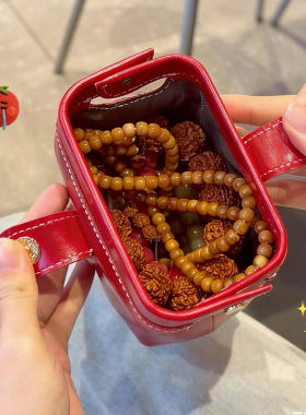 皮质防水复古油蜡便携首饰收纳包