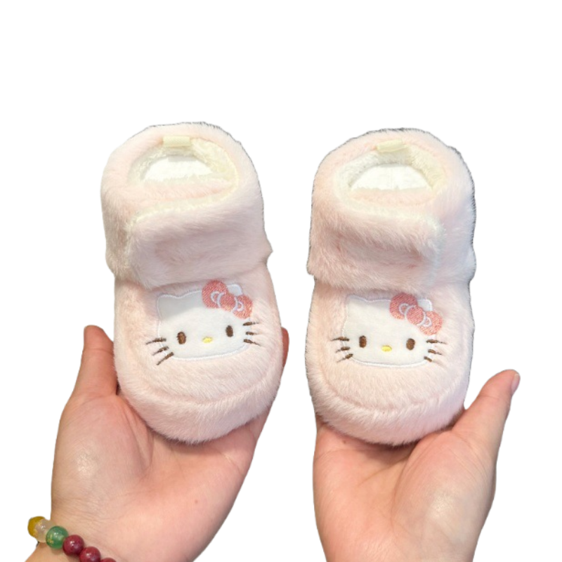 粉色小猫婴儿棉拖鞋保暖加厚地板鞋步前鞋6到12个月冬季加绒软底,淘宝优惠券,粉丝福利购,淘宝优惠卷