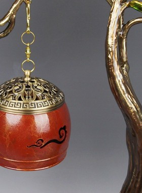 纯铜招财吊式香炉家用室内熏香摇钱树音乐檀香盘香悬挂炉大号摆件