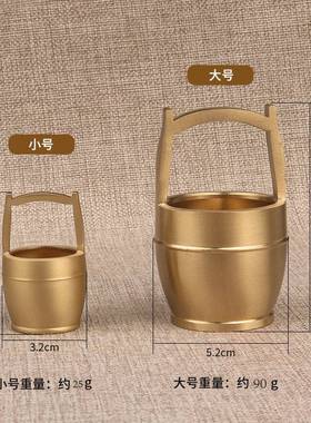 黄铜摆件一桶金江山水桶铜缸复古创意办公室酒柜家居钥匙收纳装饰