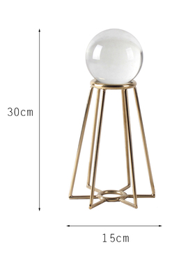 金属白水晶球摆件风水家居创意样板房欧式客厅玄关酒柜装饰品摆设