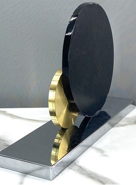 米澜达 後现代简约大理石圆盘摆件欧式金属雕塑玄关电视柜装饰品