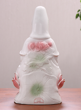 佛缘玉瓷堂12-18寸【有求必应】坐莲观世音菩萨佛像雕塑陶瓷摆件