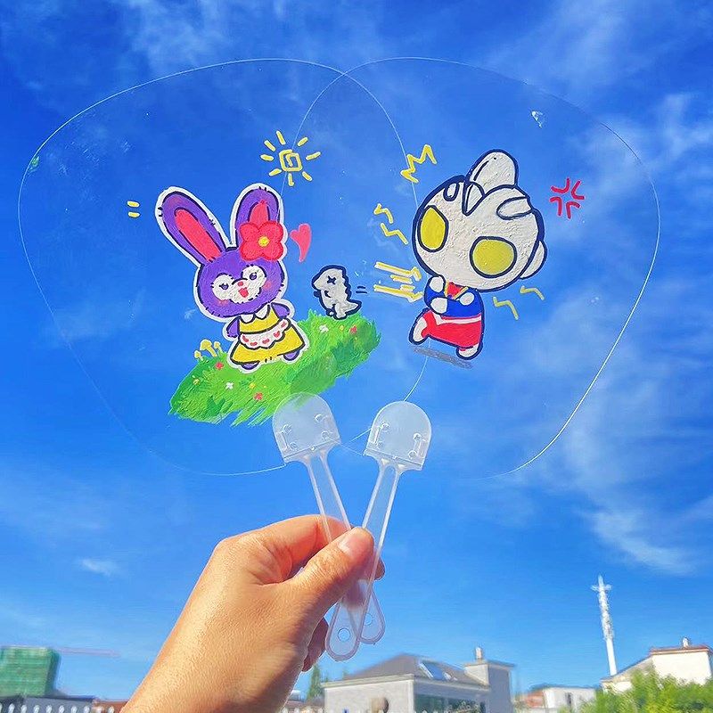 儿童白模填色DIY空白扇子幼儿园夏天手工制作缤纷彩绘材料包团扇,淘宝优惠券,粉丝福利购,淘宝优惠卷