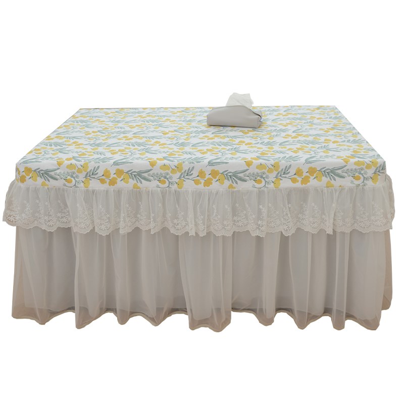 LUTO新品奶油风白纱蕾丝纱裙茶几电炉烤火桌桌罩防尘罩装饰罩定做 - 图3