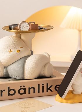 直销新款家居摆件暴力熊钥匙收纳装饰乔迁入户礼物皮革熊树脂工艺