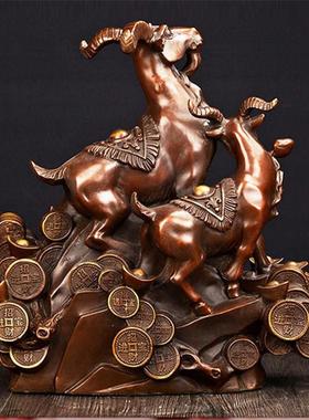 直销新款黄铜三羊开泰铜摆件有底三羊铜器摆件三阳开泰礼品摆件生