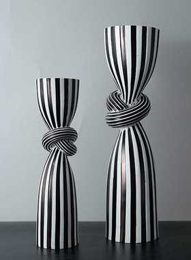 新款直销创意条纹烛台摆件家居客厅装饰品树脂工艺品办公室装饰酒