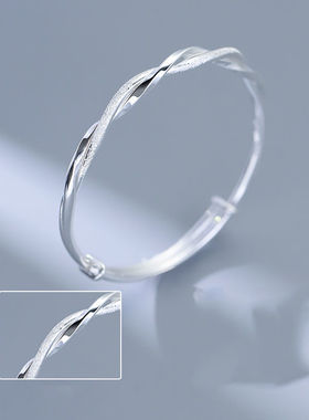 爆款莫比乌斯扭纹推拉手镯女时尚个性百搭麻花女手环饰品女友