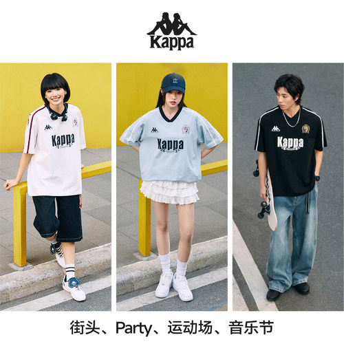 Kappa卡帕背靠背短袖T恤女2026新款夏季运动V领凉感情侣上衣男 - 图3