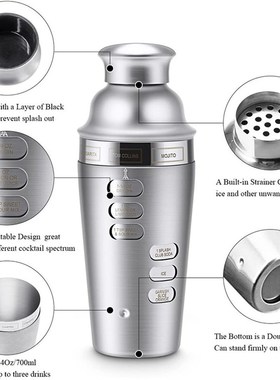 Cocktail Bar Set,Cocktail Shaker with Rotation Recipe Guide