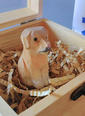 小狗木雕摆件可爱动物拉布拉多犬纯手H工木质手绘工艺品礼品小众