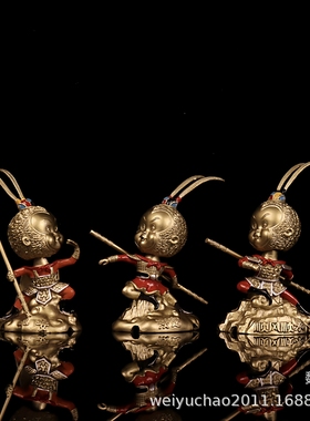 直销新款纯铜孙悟空摆件彩铜齐天大圣茶宠汽车摆件斗战胜佛客厅工