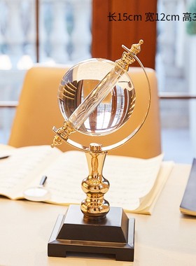 摆件客厅酒柜轻奢风欧式水晶地球仪家居书房办公室办公桌面装饰品