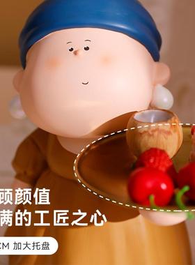 进门入户玄关钥匙收纳装饰品戴珍珠耳环少女托盘客厅家居创意摆件