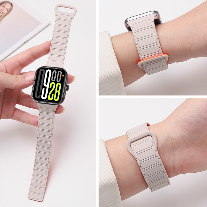 适用于红米手表6硅胶4/5磁吸表带Redmi智能watch6亲肤新款腕带运动红米4/5稳固耐磨耐用男女替换表链高级配件 - 图1