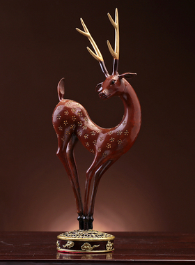皇轩 彩铜福禄寿喜梅花鹿家居装饰品客厅办公室工艺品礼品摆件