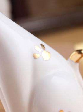 情侣对狗创意陶瓷工艺品结婚礼品现代家居装饰品摆设时尚小狗摆件