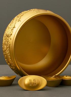 新款直销龙凤呈祥聚宝盆黄铜摆件家居客厅全铜摆饰店铺开业桌面装