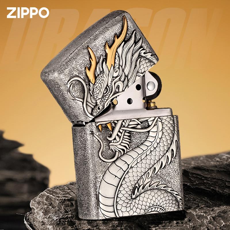 zippo打火机飞龙在天防风芝宝官方正品男士生日情人节礼物送男友
