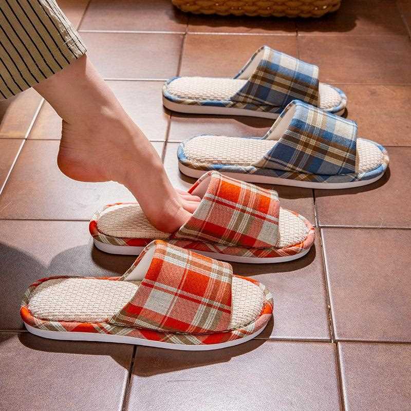 直销新款新款夏季情侣亚麻拖鞋女室内居家用日式防滑四季棉麻凉拖 - 图0