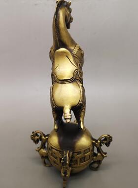 新款直销古韵斋 黄铜马 摆件生肖黄铜马工艺品摆设 家居酒柜装饰