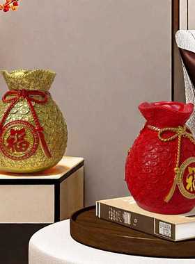 新款直销麦穗福袋花瓶创意树脂工艺品摆件客厅玄关装饰品乔迁礼品