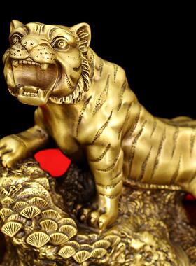 新款直销纯铜上山虎摆件 十二生肖 虎啸山河办公室收银台金属工艺