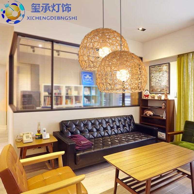 新款直销东南亚藤艺竹艺鸟巢餐厅小吊灯创意日式客厅卧室酒吧海螺 - 图2