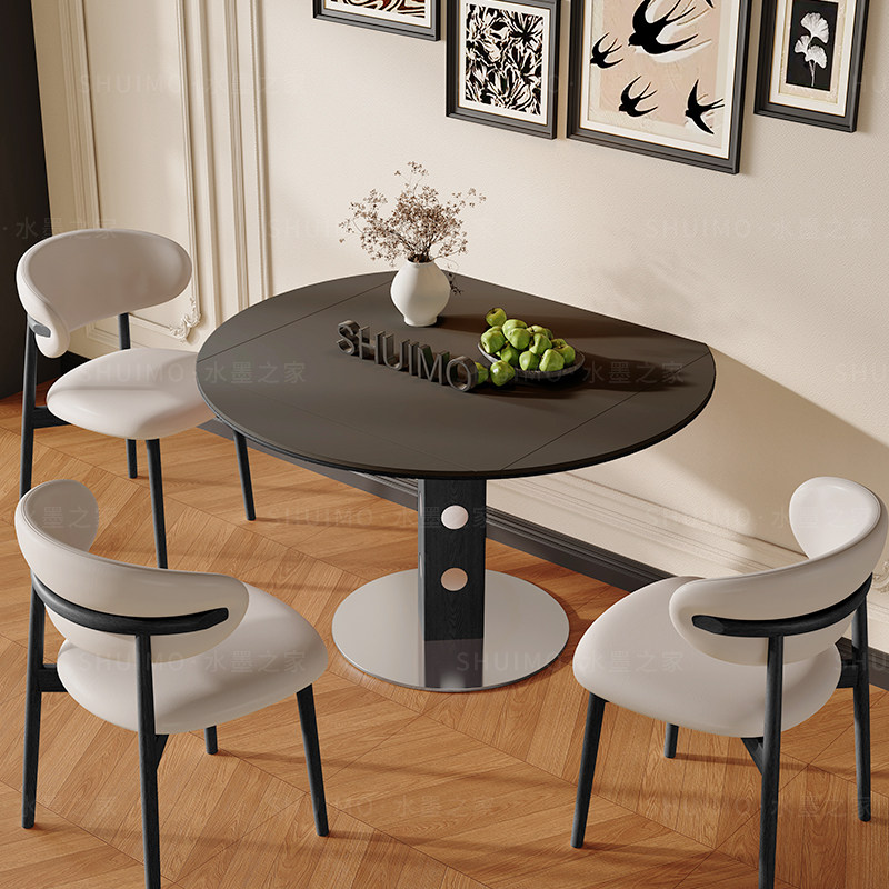 德利丰洞石岩板伸缩餐桌家用小户型实木包豪斯折叠桌方圆两用饭桌,淘宝优惠券,粉丝福利购,淘宝优惠卷