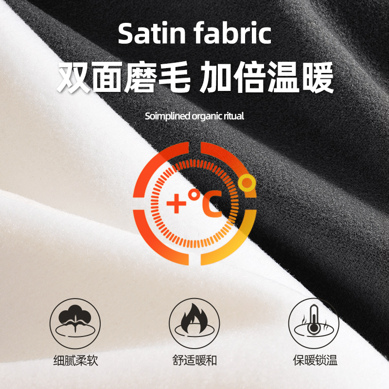 回力德绒打底衫男款冬季双面磨毛半高领内搭男加绒贴身长袖t恤男Y