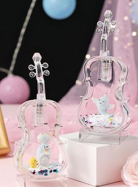 闪光小提琴摆件动物卡通飘雪花油滴沙漏创意家居办公礼品生日礼物