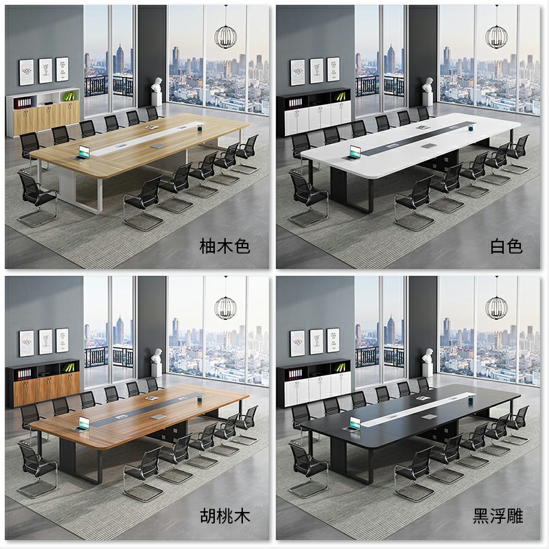 钢架北欧大型办公会议桌椅组合长桌简约现代中小型6人-10人培训桌 - 图3
