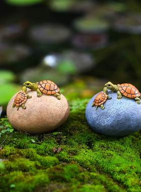 创意可爱小乌龟装饰摆件田园花盆微景观盆景鱼池动物造景工艺礼品