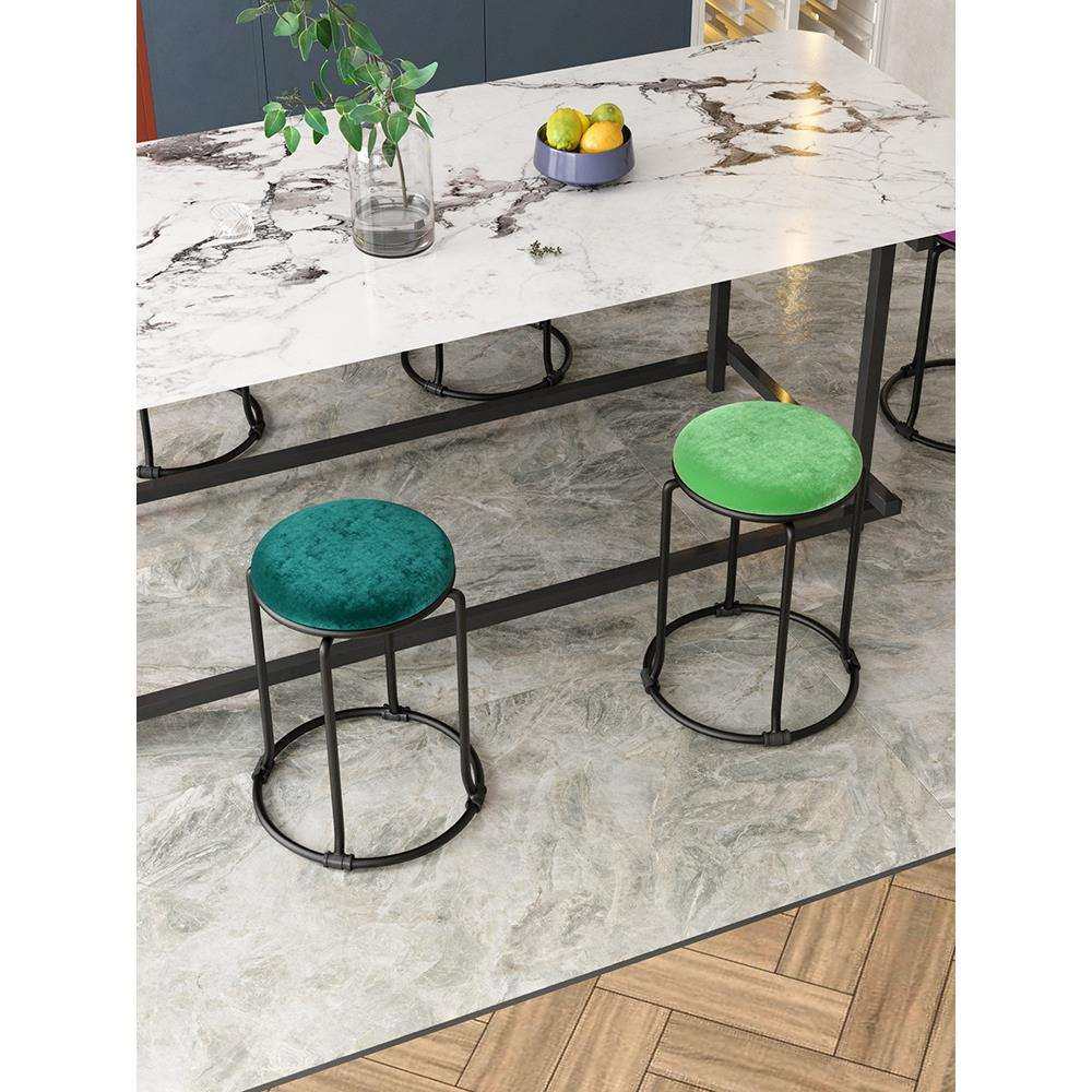 餐欧式皮333凳子家用绒布圆凳客厅沙发凳茶几凳圆钢筋桌凳磨砂形,淘宝优惠券,粉丝福利购,淘宝优惠卷