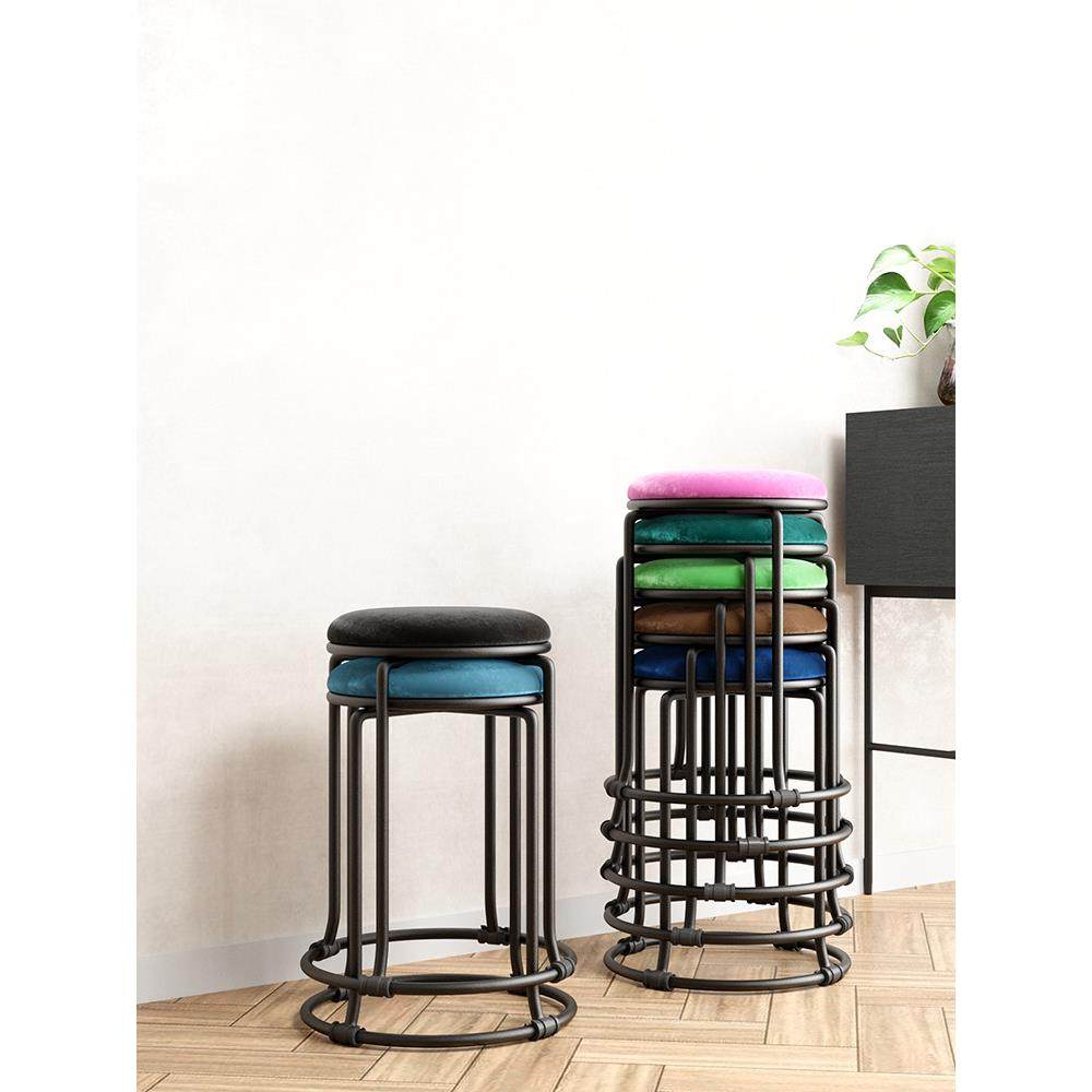 餐欧式皮333凳子家用绒布圆凳客厅沙发凳茶几凳圆钢筋桌凳磨砂形,淘宝优惠券,粉丝福利购,淘宝优惠卷